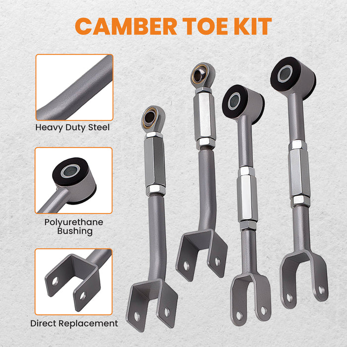 Tuningsworld Heavy Duty Adjustable Rear Camber Arm + Toe Traction Compatible for Nissan 350Z 2003 2004 2005 2006 2007 2008 2009
