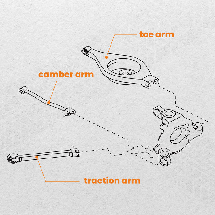 Tuningsworld Heavy Duty Adjustable Rear Camber Arm + Toe Traction Compatible for Nissan 350Z 2003 2004 2005 2006 2007 2008 2009