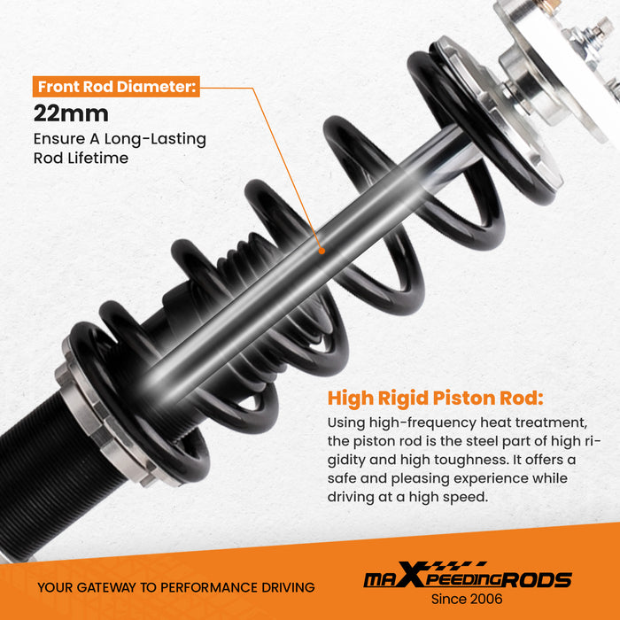 Tuningsworld 2 Front + 2 Rear Coilovers Spring Shock Struts Compatible for Ford Mustang 4th 1994-2004 Adj. Damper & Height & Camber Plates