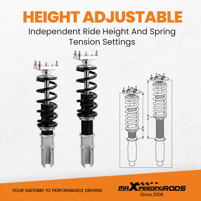 Tuningsworld 2 Front + 2 Rear Coilovers Spring Shock Struts Compatible for Ford Mustang 4th 1994-2004 Adj. Damper & Height & Camber Plates