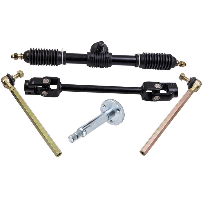 Adjustable Shaft Steering Wheel Parts Assembly w/ Tie Rods Rack fit for 110CC Go Kart