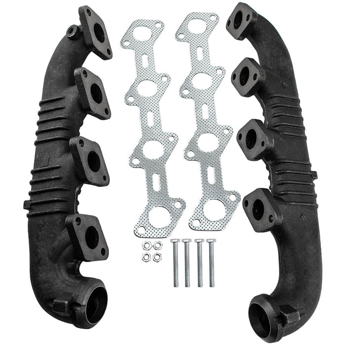 2x Bank 12 Exhaust Manifold Kit Compatible for Ford F250/ F350 2003-2007 6.0L