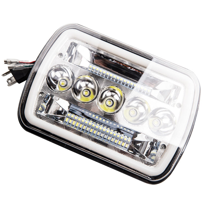 Flood Combo Beam LED Headlight with Halo DRL Compatible for Jeep Wrangler YJ 1987- 1995