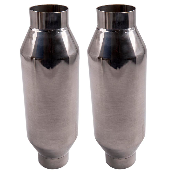 Exhaust Silencers 2x 2.5 inch Inlet / 2.5 Outlet Universal Exhaust Mufflers Resonator 12inch 12 inch