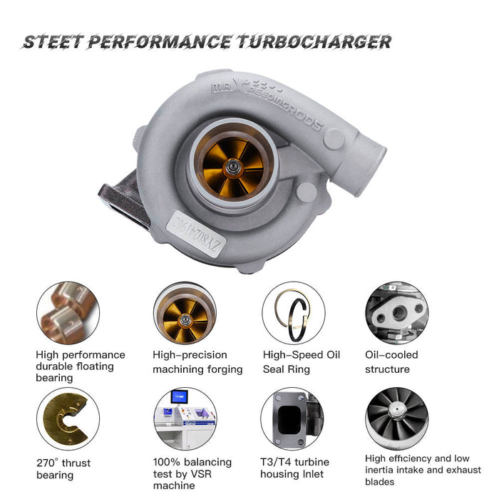 Aftermarket Turbo Street Type Billet Compressor Wheel Turbocharger 0.57 A/R 0.5 A/R For 1.5L-2.5L engine Oil Cooled