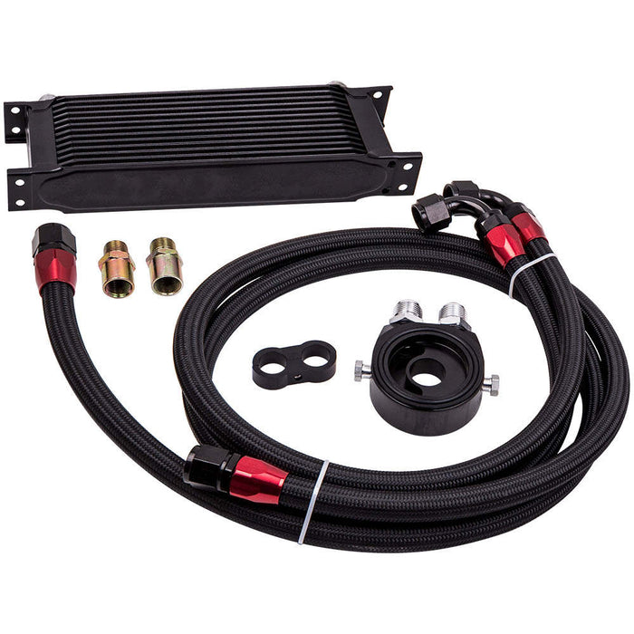 Universal 13-Row 10AN Engine Transmission Oil Cooler Kit +Filter Adapter
