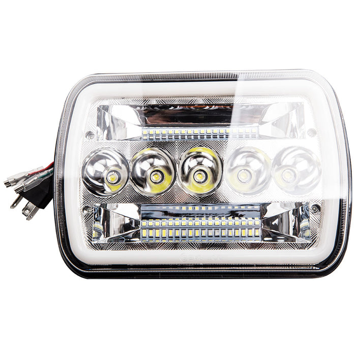 Flood Combo Beam LED Headlight with Halo DRL Compatible for Jeep Wrangler YJ 1987- 1995